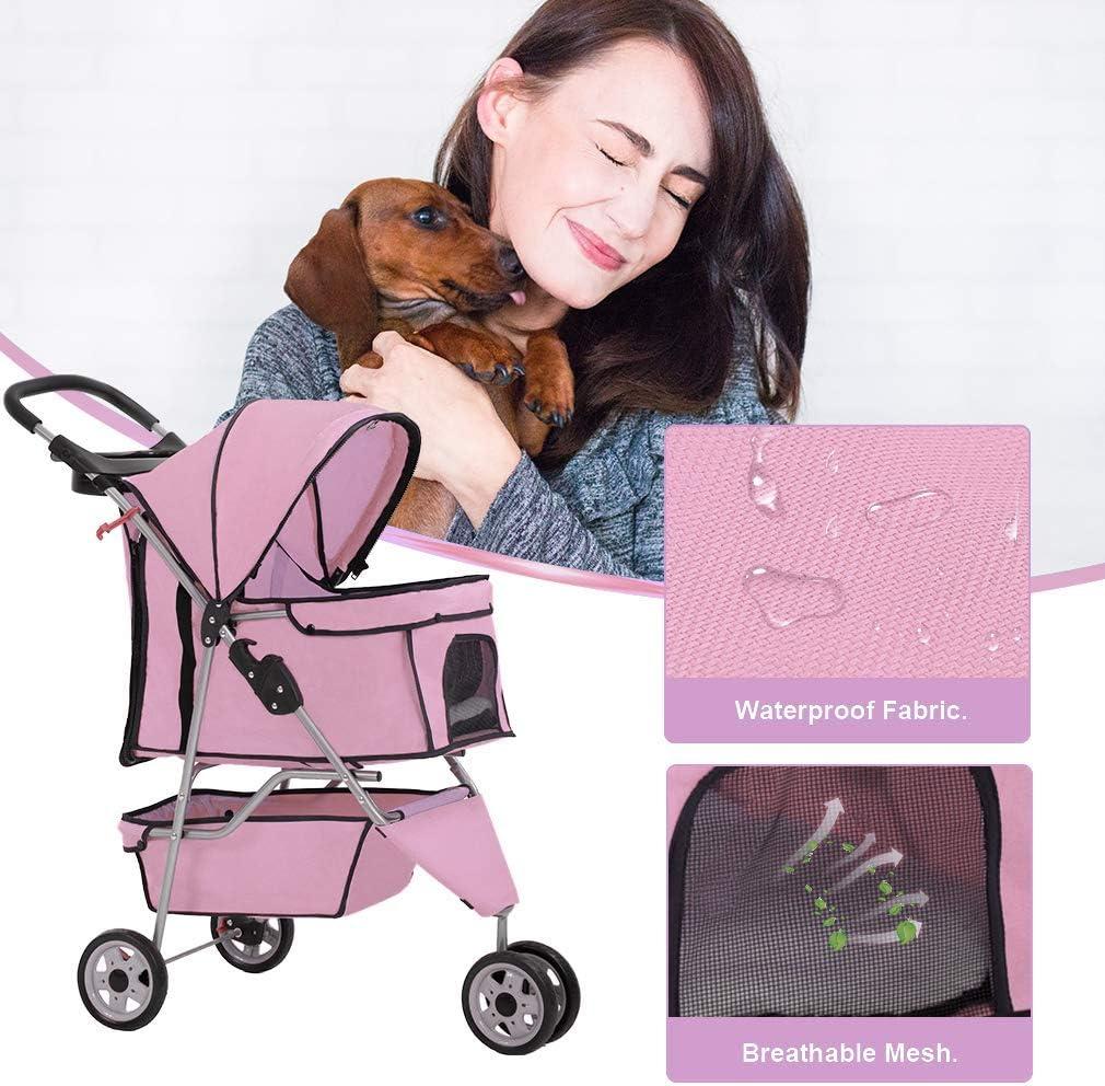 FDW 3 Wheels Pet Stroller Dog Cat Cage Jogger Stroller for Medium Small Dogs Cats Travel Folding Carrier Waterproof Puppy Stroller