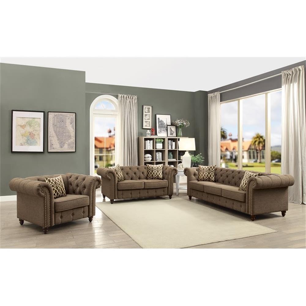 Acme Furniture Aurelia Loveseat w/2 Pillows, Gray Linen