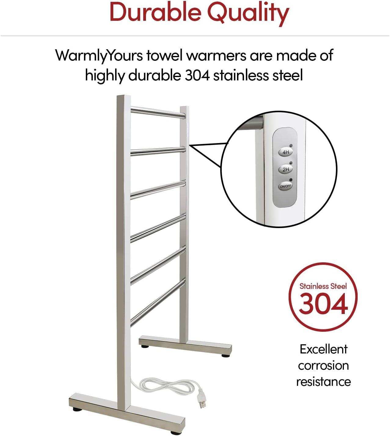 Ibiza Electrical Freestanding Towel Warmer, Polished, Plug-in, 6 Bars