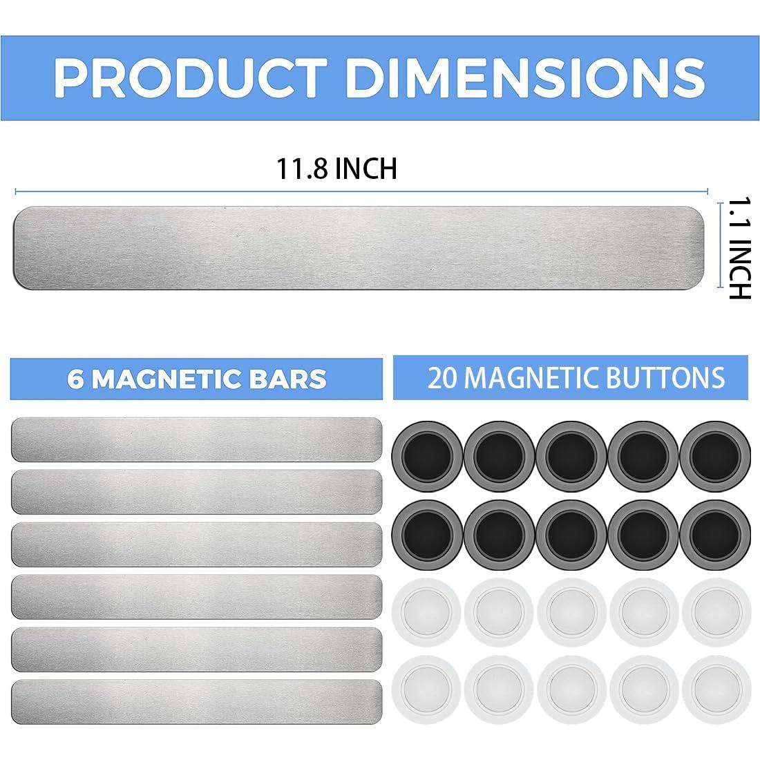 Magnet Bulletin Board 6 Pcs Metal Magnet Boards Frameless Magnetic Stainless Iron Board Strip Display Board with 20 pcs Magnet Memo Strip for Office Home School, CQBXGGGT6US, Silver