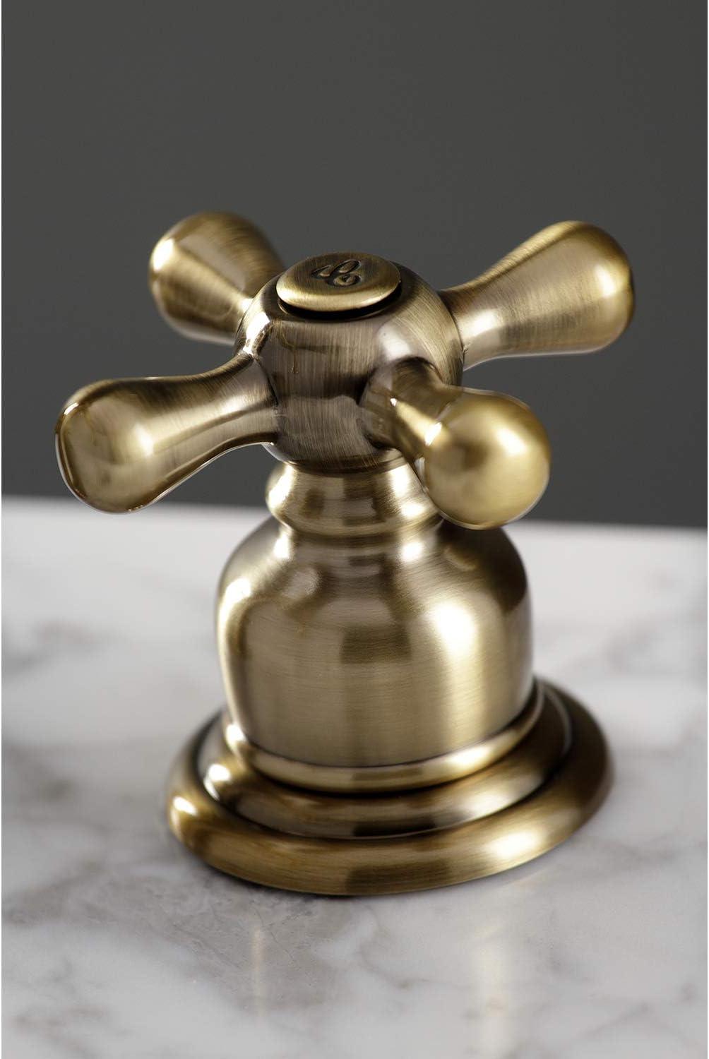 Kingston Brass American Classic Two-Handle 3-Hole Deck Mount Widespread Bathroom Faucet with Pop-Up Drain