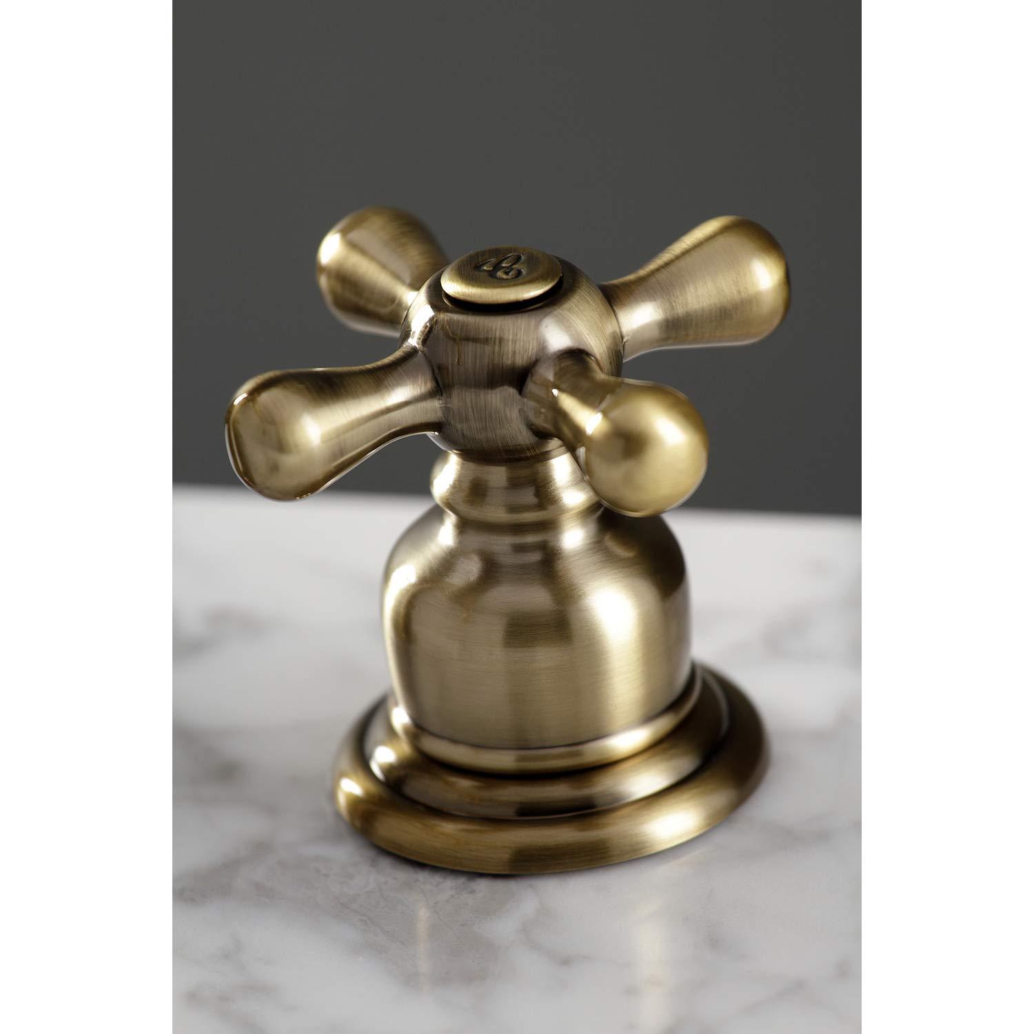 Kingston Brass American Classic Two-Handle 3-Hole Deck Mount Widespread Bathroom Faucet with Pop-Up Drain