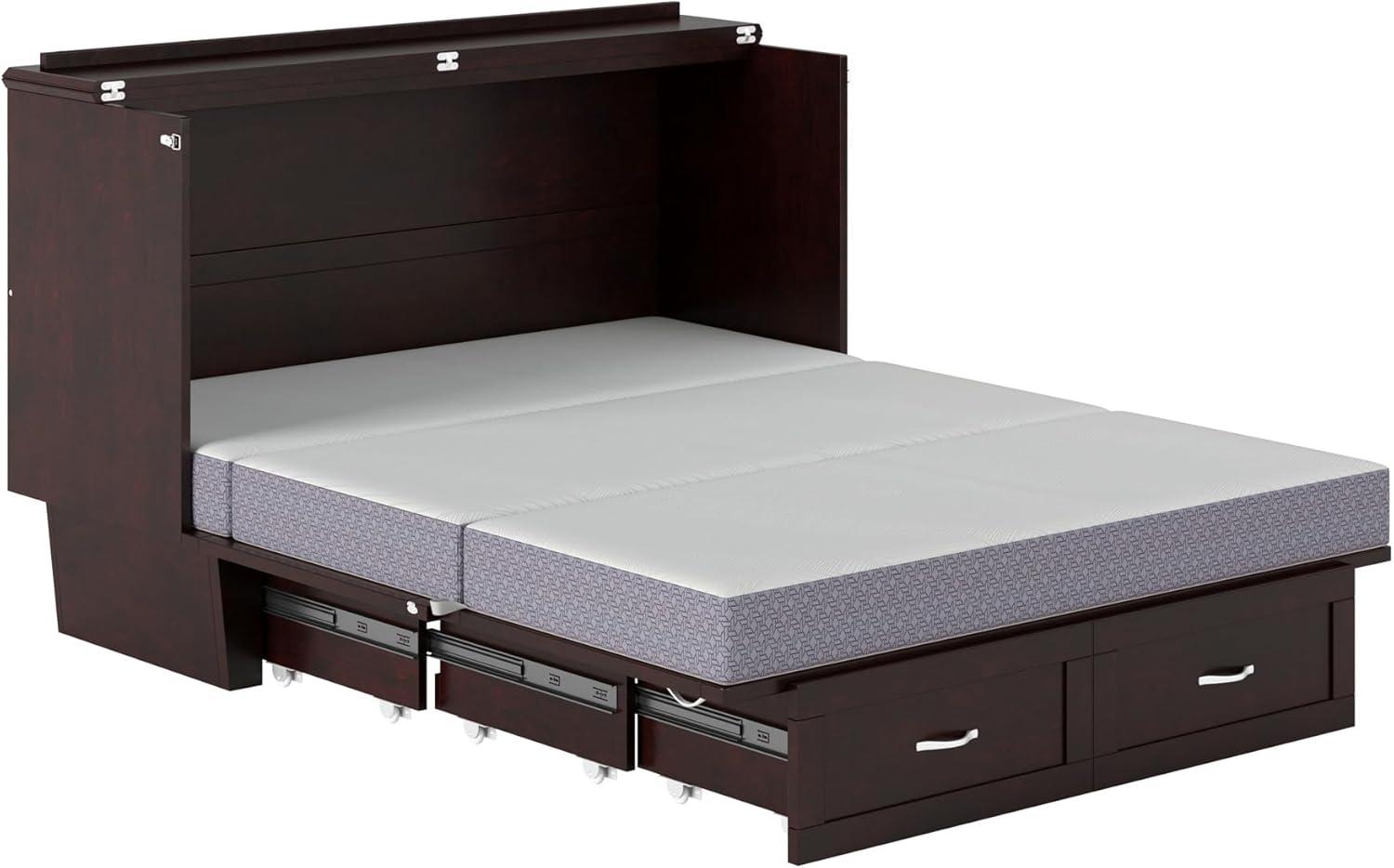 Queen Monroe Murphy Bed Chest with Memory Foam Mattress - AFI