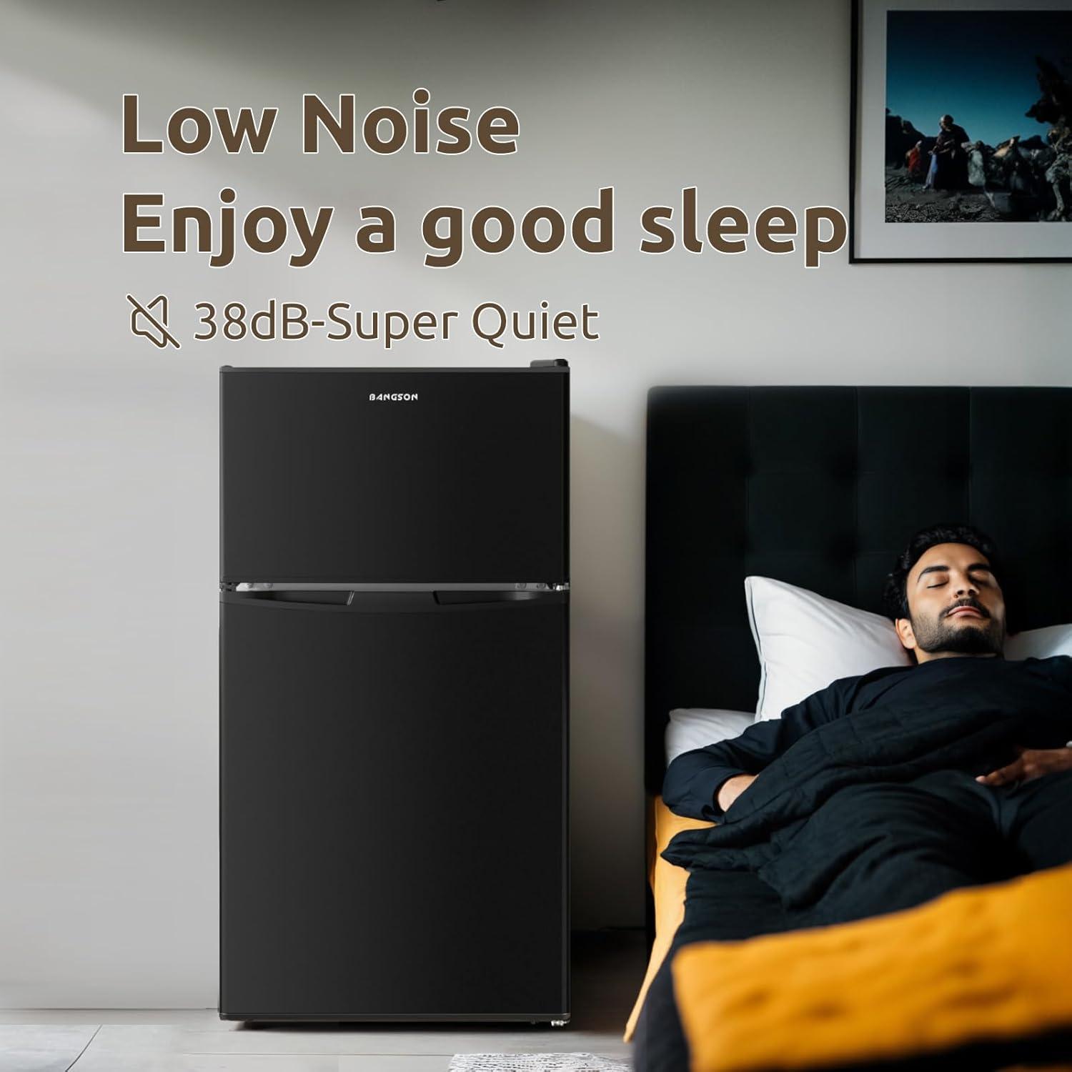 BANGSON 3.2 CU.FT, 2 Door Small Refrigerator with Freezer