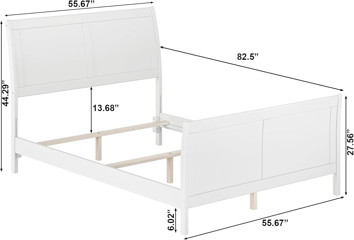 Portland White Full Size Wood Platform Bed with Headboard