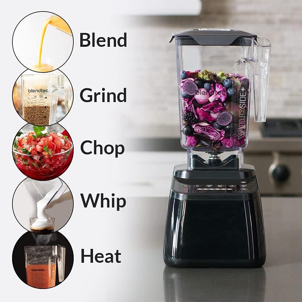 Blendtec Original Designer Series Blender and 90 oz WildSide+ Jar - Kitchen Blender Bundle - Stainless Steel