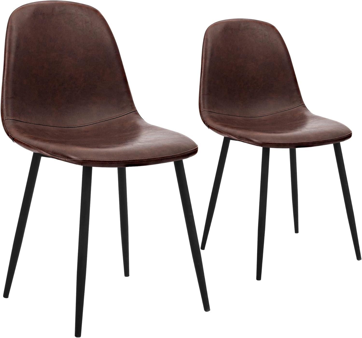 Connor Dark Brown Faux Leather Upholstered Side Chair Set