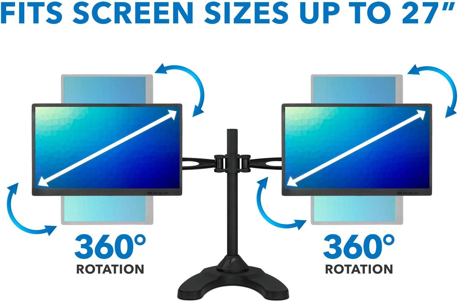 Dual Arm Freestanding Monitor Stand Height Adjustable 2 Screen Desk Mount