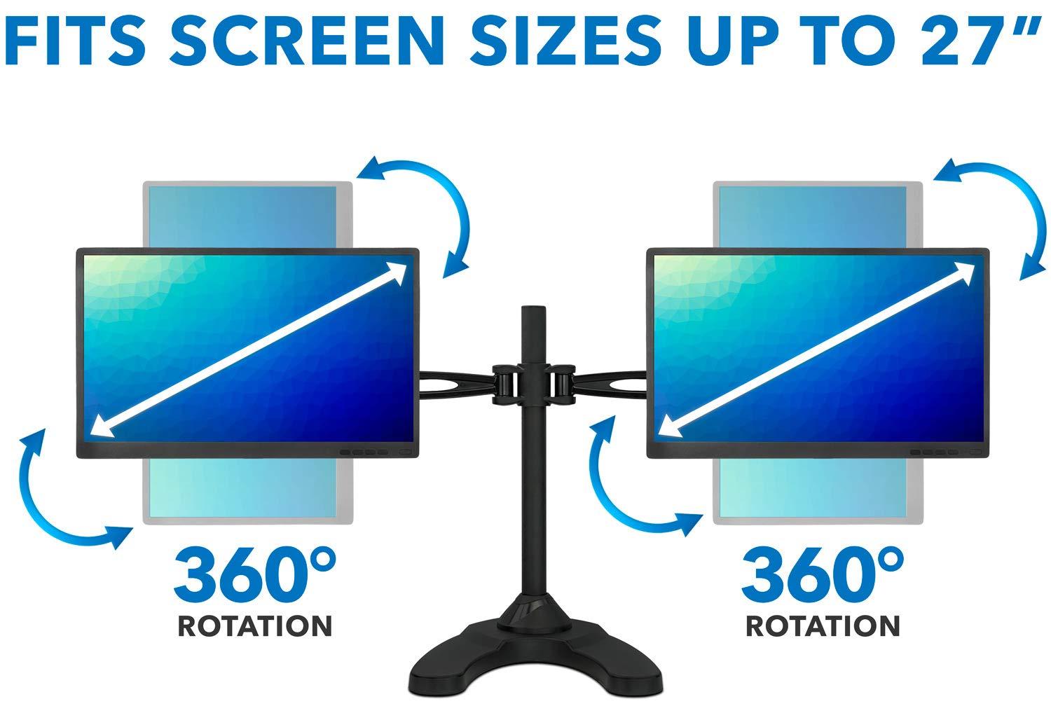 Dual Arm Freestanding Monitor Stand Height Adjustable 2 Screen Desk Mount