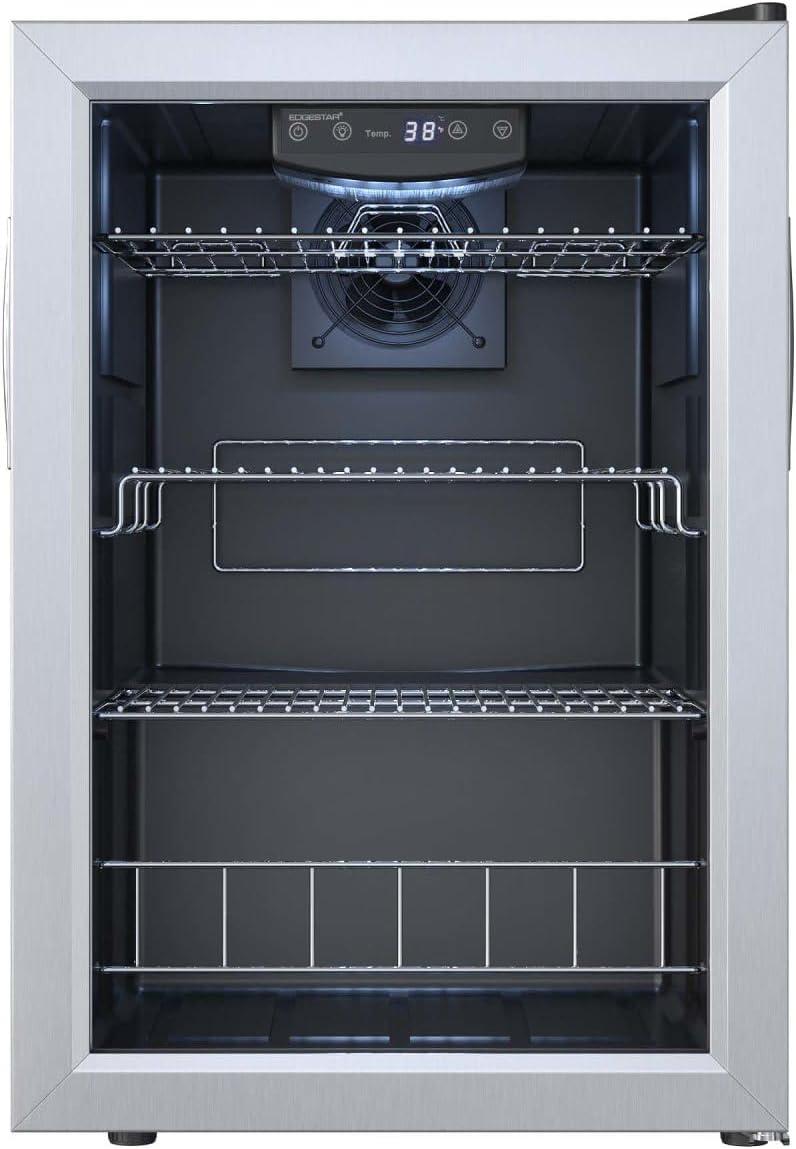 Black Compact Beverage Cooler with Stainless Steel Door