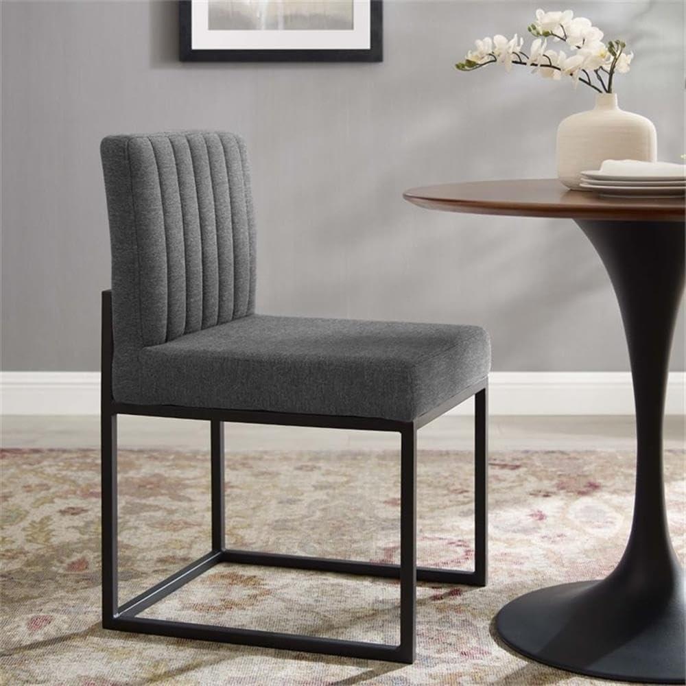 Modway Carriage Channel Tufted Sled Base Upholstered Fabric Dining Chair