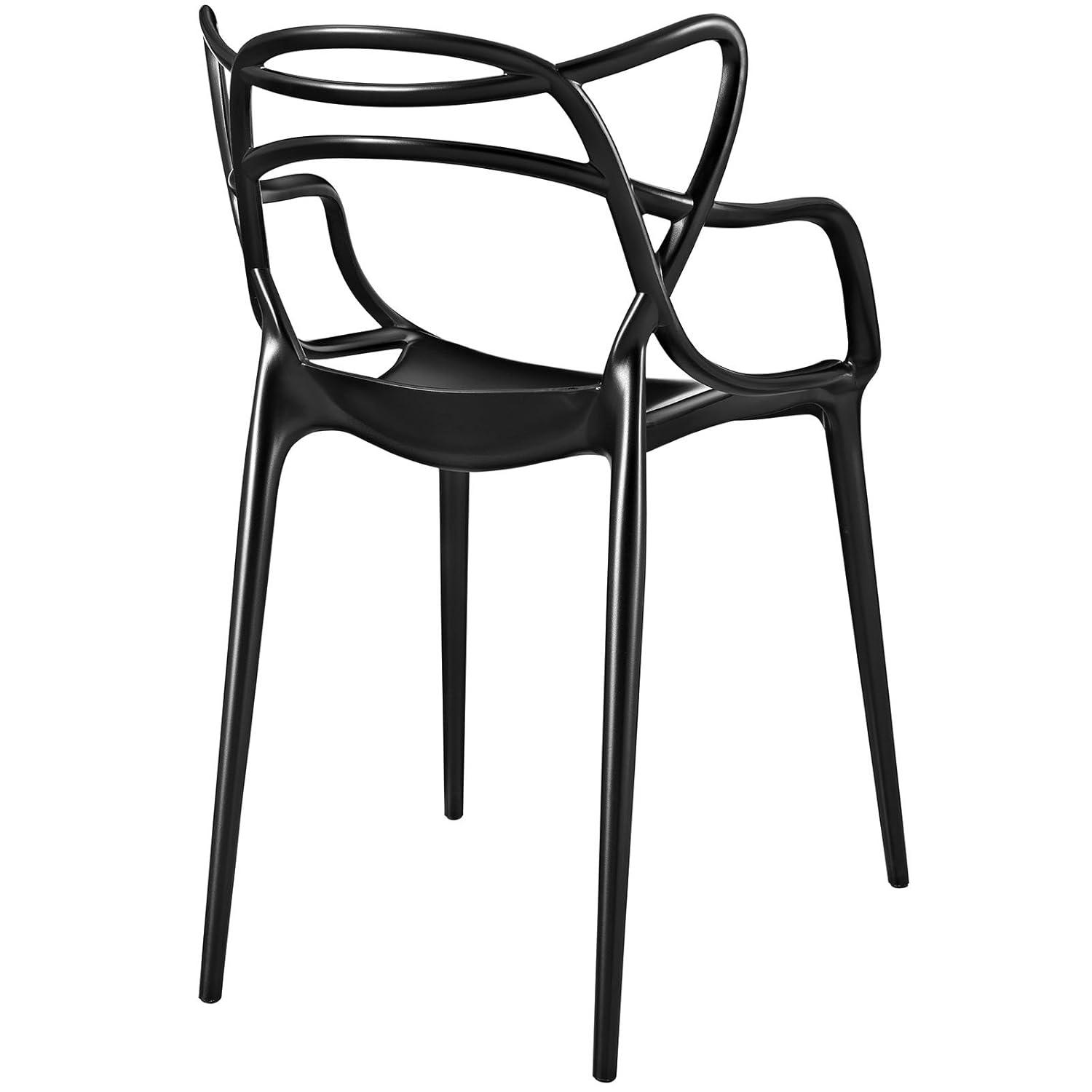 Modway Entangled Dining Armchair Black: Modern Kitchen Chair, No Assembly, Polypropylene Frame