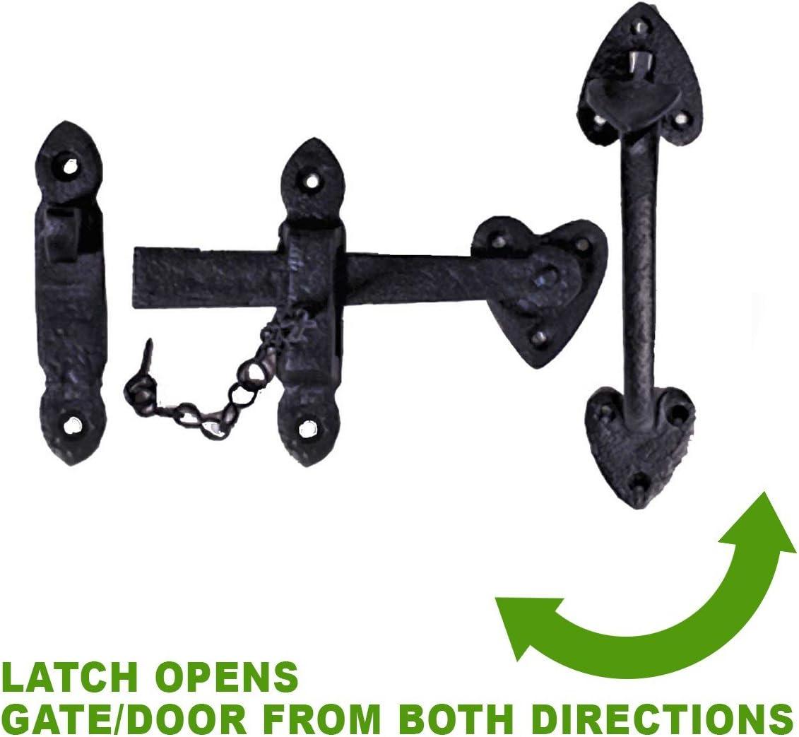 Black Iron Door Latch Lock Heart Thumb Set 8" Colonial Door Latche Renovator's Supply