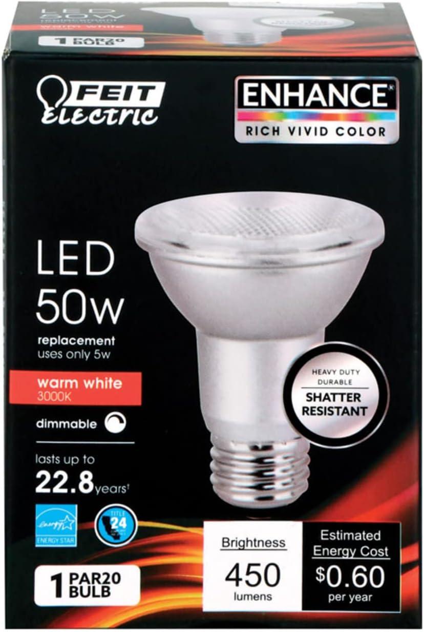 Feit Electric PAR20 E26 (Medium) LED Bulb Warm White 50 Watt Equivalence 1 pk