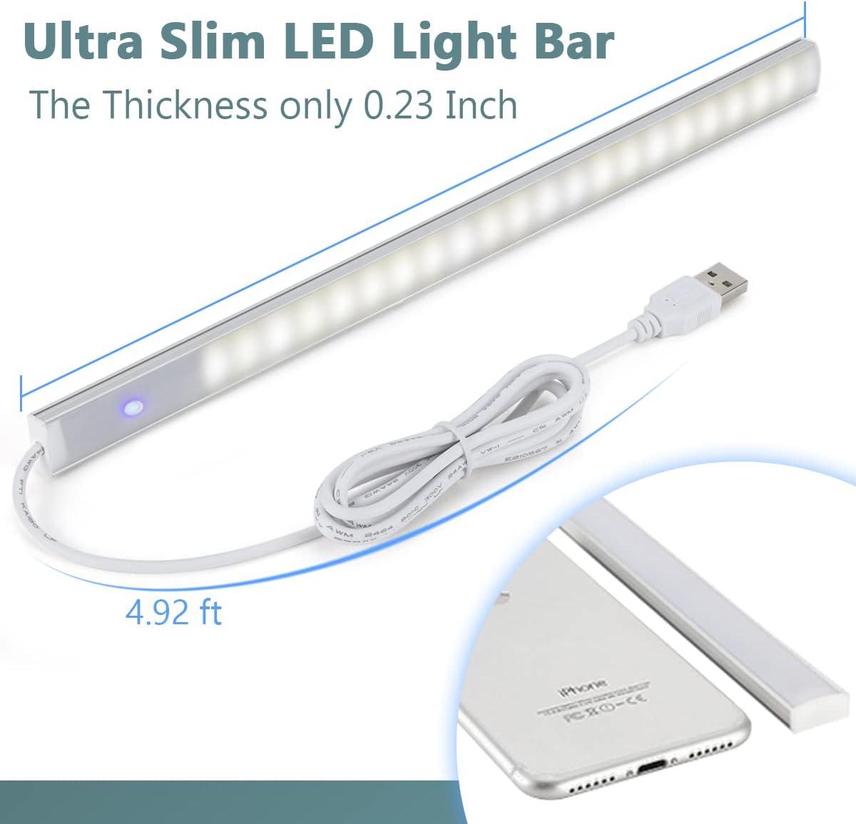 ASOKO LED Under Cabinet Lighting for Kitchen with Touch Sensor, USB Plug in Under Cabinet Lights, 12 inch Under Counter Lights for Kitchen,Daylight White 4500K, Under Desk Light