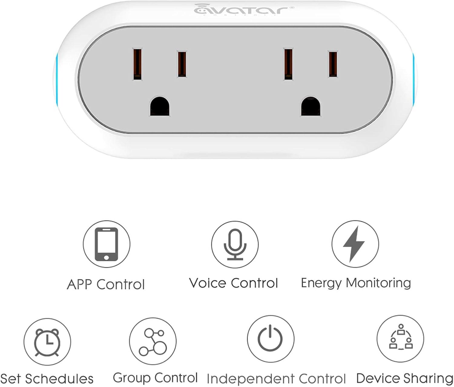 Dual White Alloy Steel Smart WiFi Plug with Timer