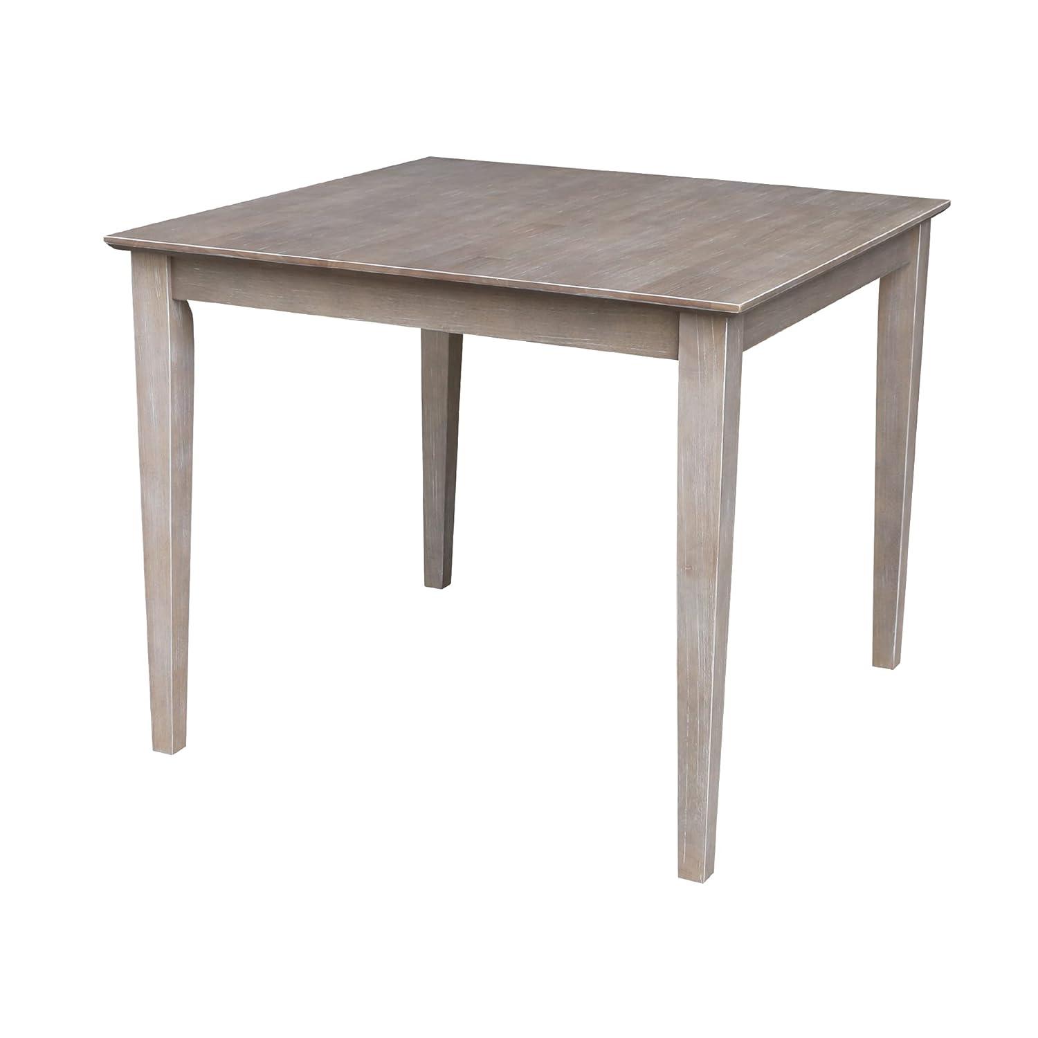 Solid Wood 30" X 30" Counter Height Table Washed Gray Taupe - International Concepts: Parawood, Square, Pedestal Base