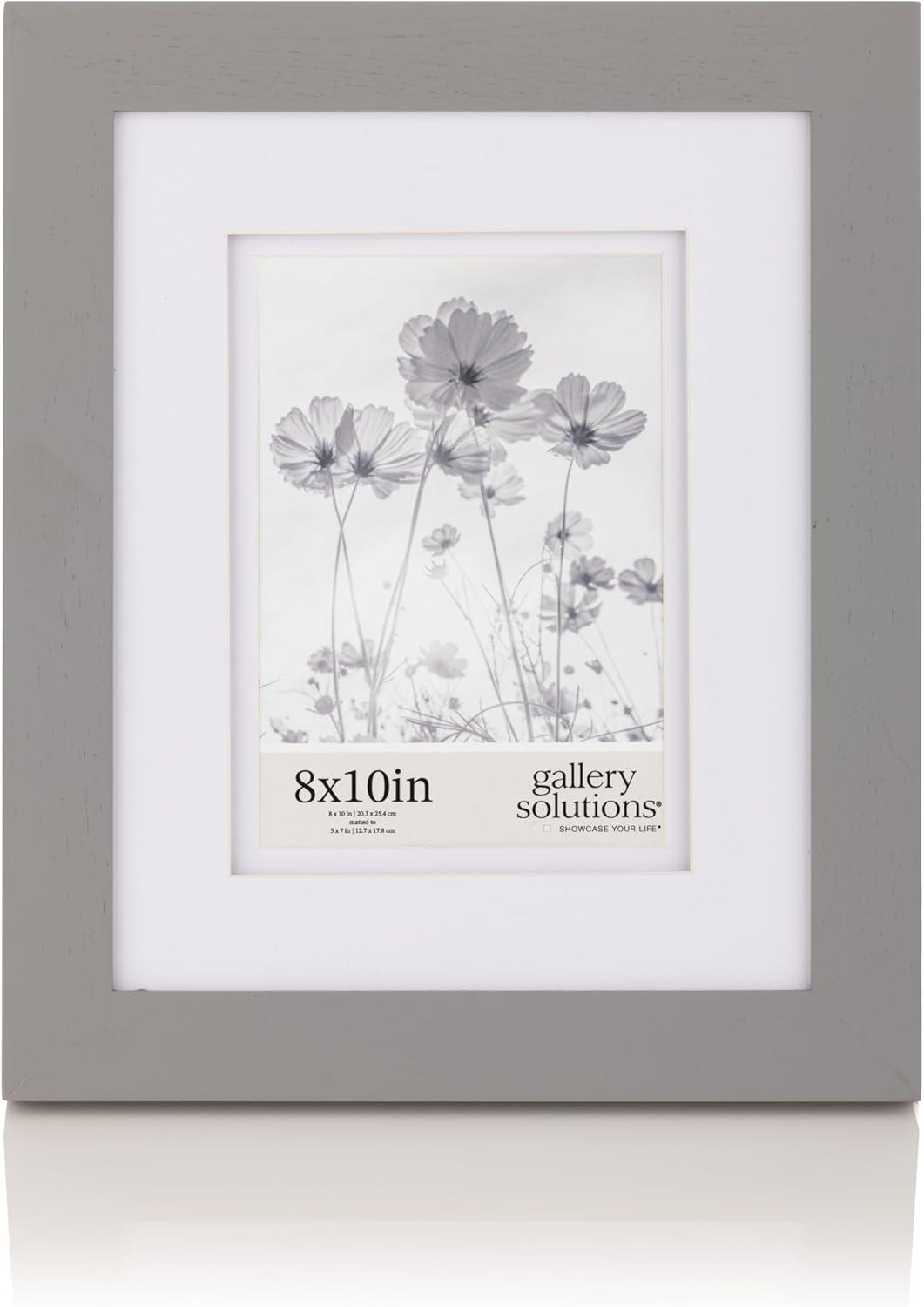 8x10 Gray Wood Frame with Double White Mat