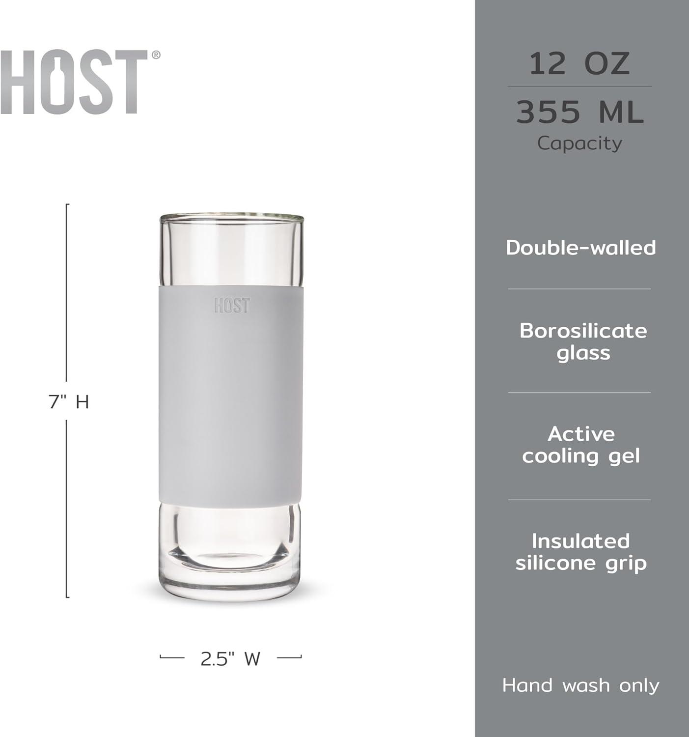 Gray Double-Walled Glass Highball FREEZE Tumblers Set of 2