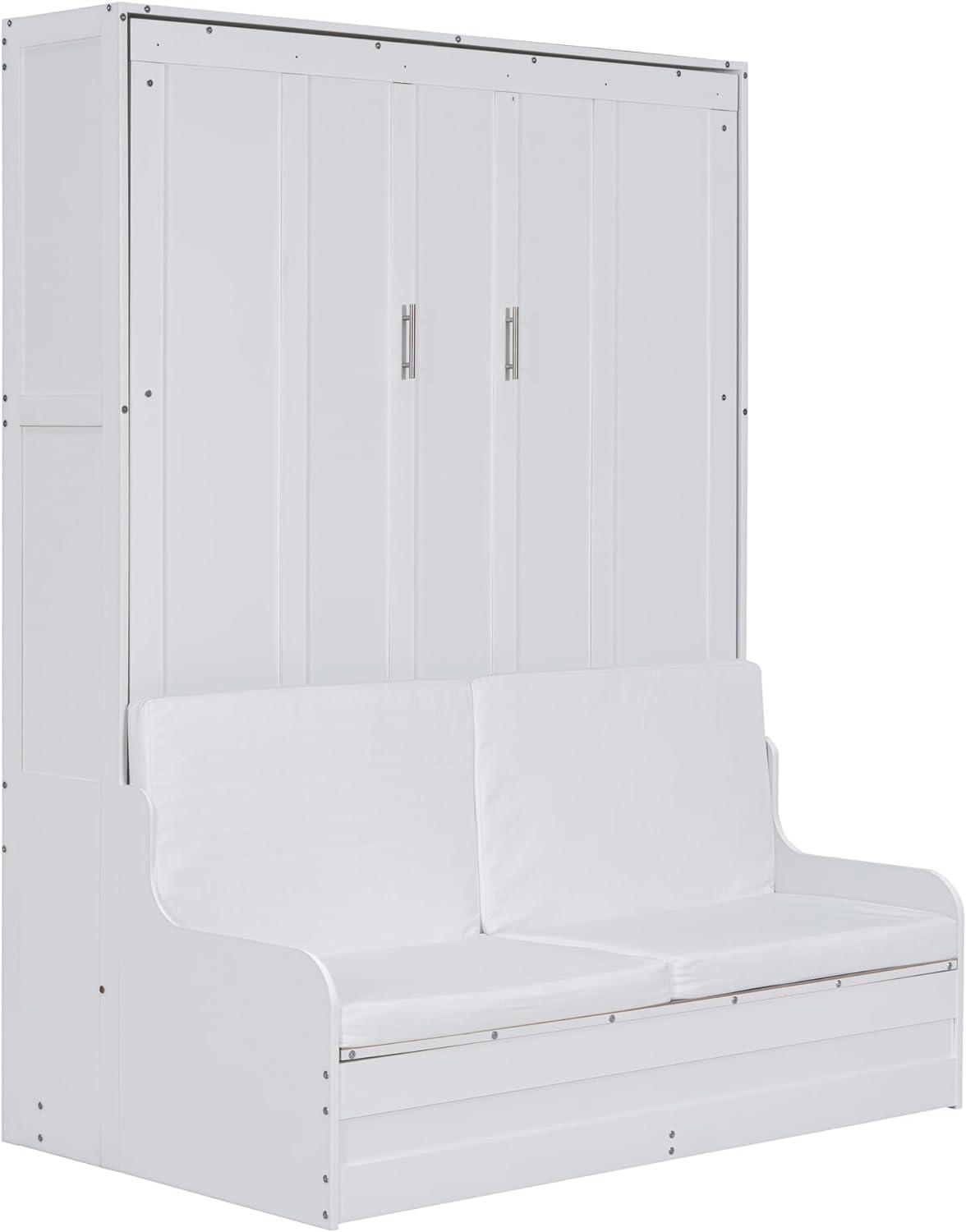 GZMWON Queen Size Murphy Bed Wall Bed With Cushion,White