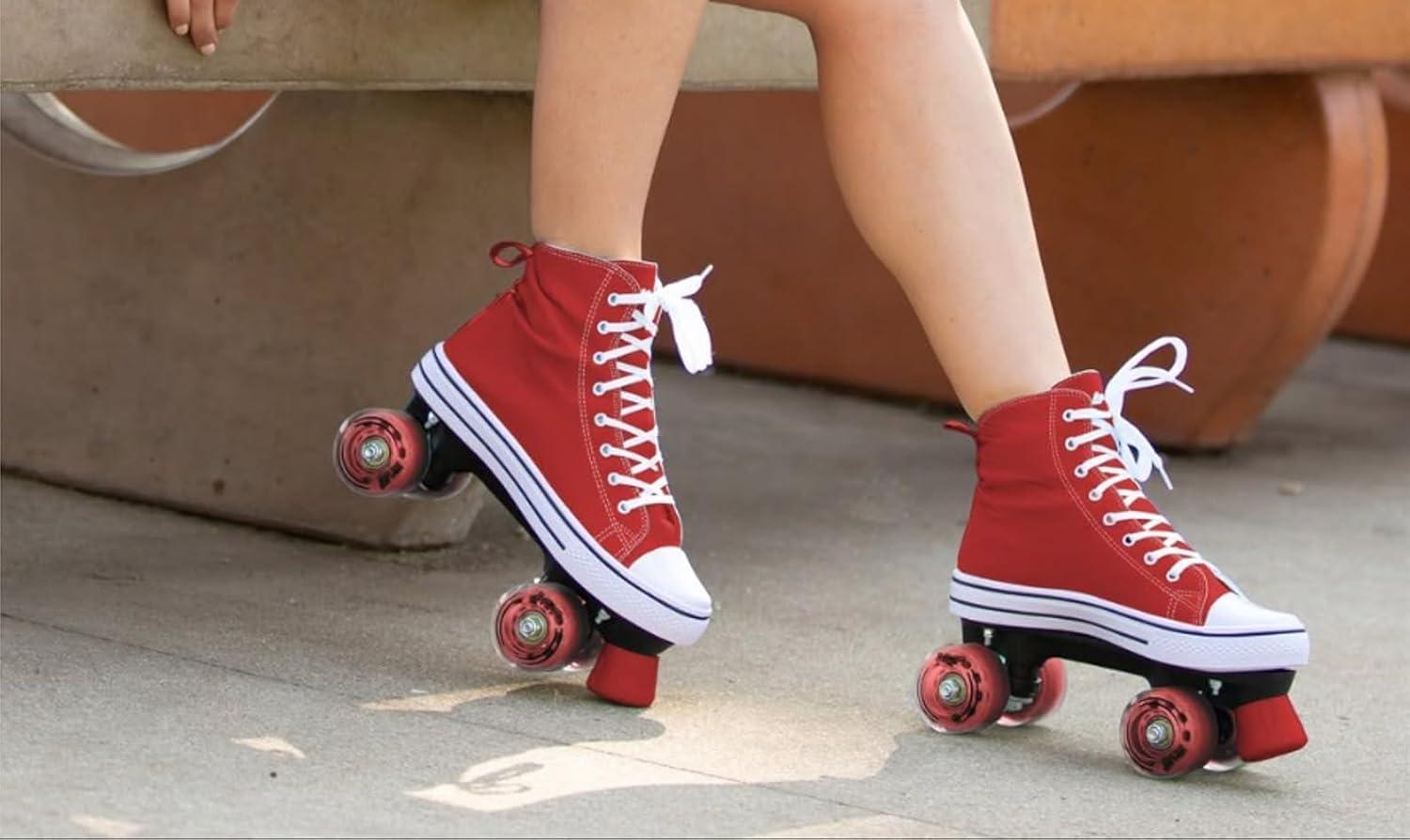 Lenexa MVP 2.0 Roller Skates for Kids and Adults | Roller Skate Shoes for Men and Women | Outdoor High-Top Sneaker Roller Shoes | Full Lace Up Ankle Support | Various Sizes and Colors