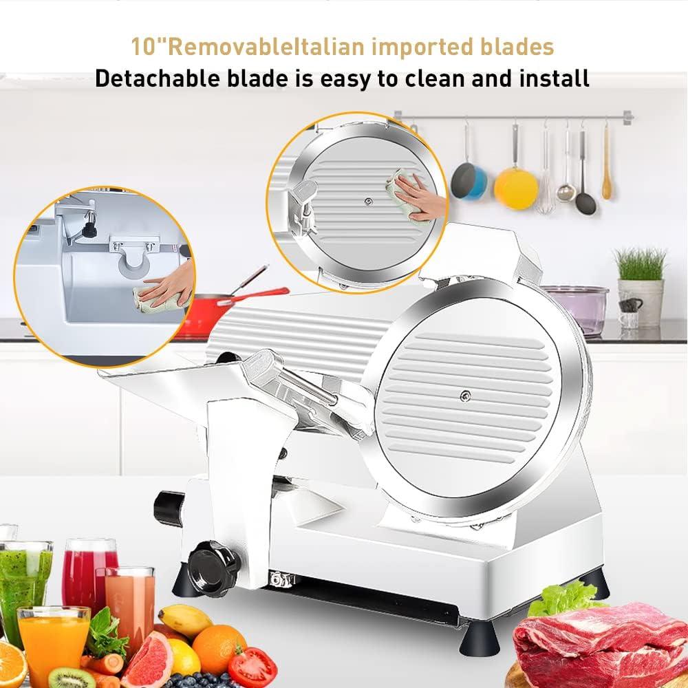 I00000 Vegetable slicers,Commercial Meat Slicer,340W Frozen Meat Cheese Deli Slicer,10 inch Electric Food Slicer,Easy to Clean,Low Noises, Home Use and for Commercial-Meat Slicer for Home