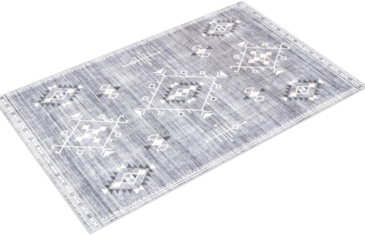 Nuloom Evalyn Southwestern Pet Friendly Machine Washable Area Rug, 5' x 8', Grey