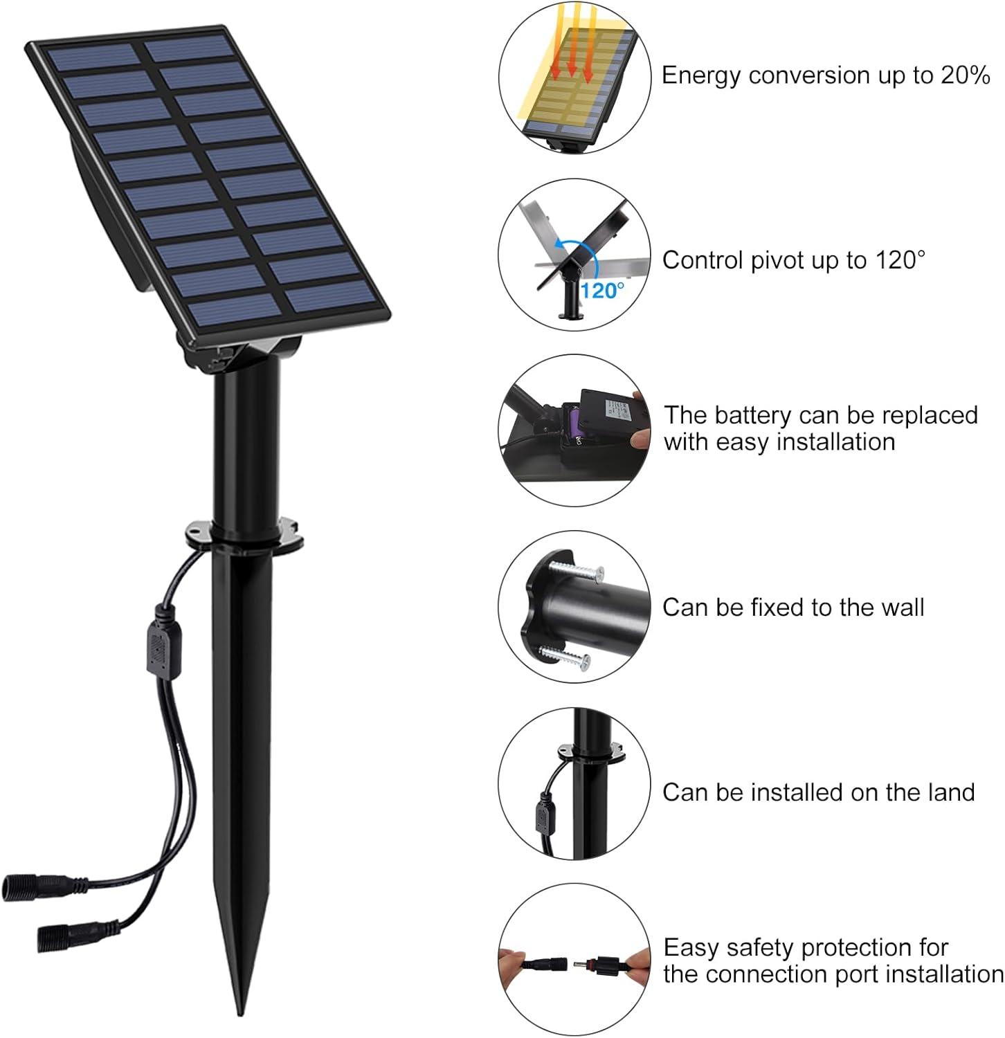 T-SUN LED Landscape Solar Spotlights, Waterproof Outdoor Solar Lights Auto ON/Off Solar Wall Lights for Garden, Driveway, Pathway, Pool Area(Warm White)