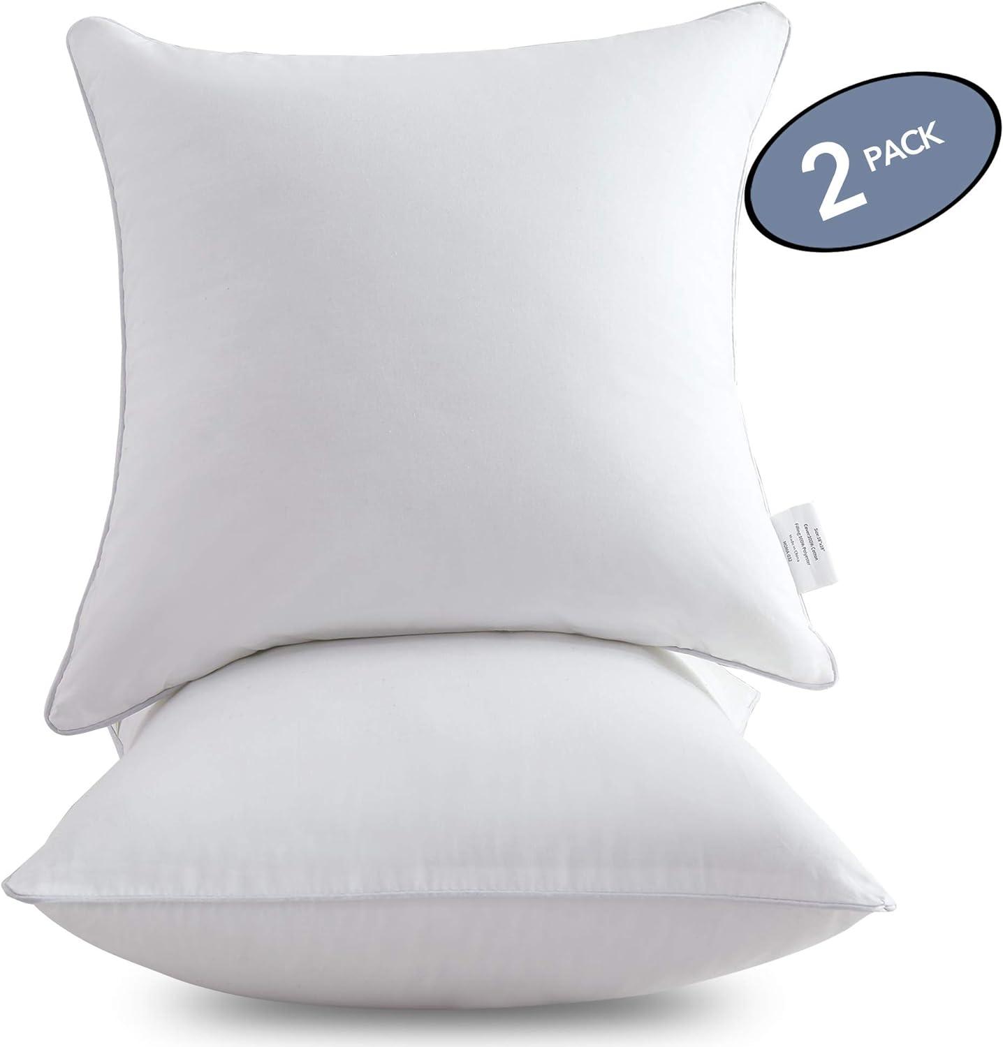 Leeden 20 x 20 White Cotton Plush Throw Pillow Inserts, Set of 2