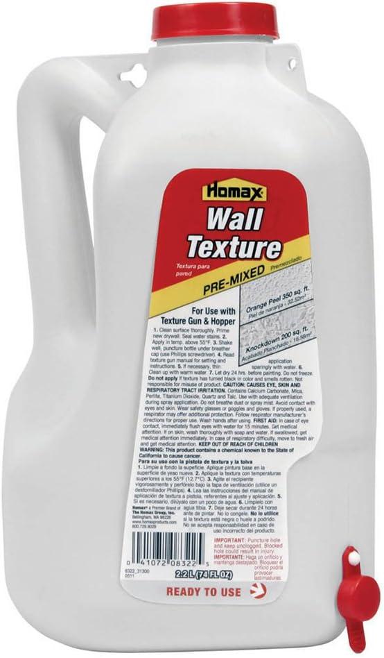 Homax Group 8322 Pre Mixed Wall Texture with Orange Peel and Splatter Texture, 2.2-Liter