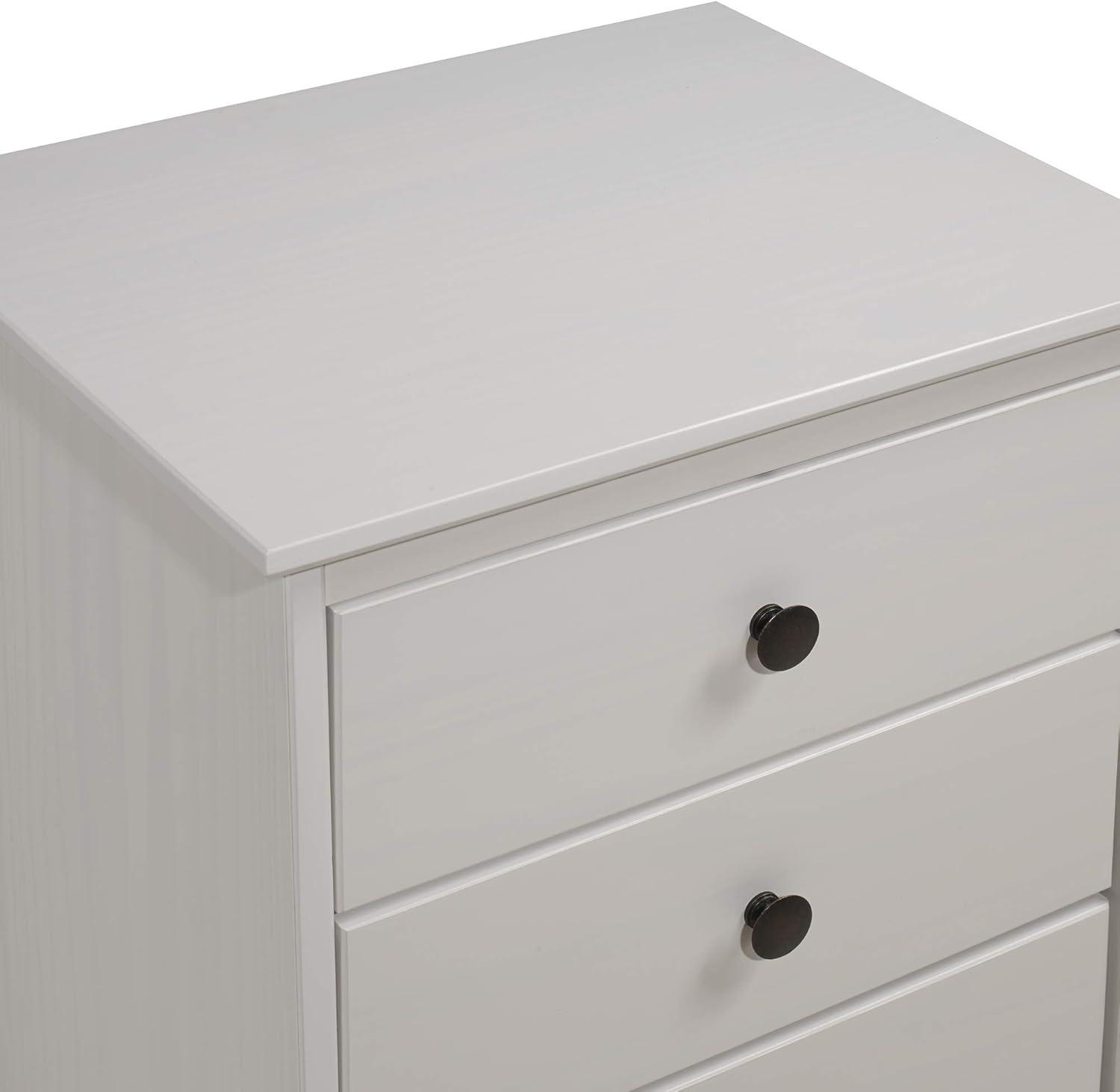 Mid-Century Solid Wood 3-Drawer Bedroom Nightstand in White (Set of 2)