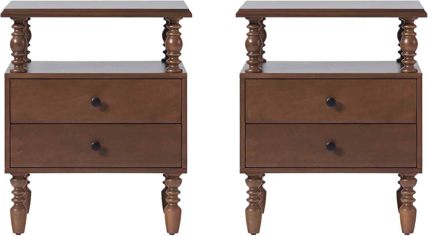 Vivienne Easy Assembly Solid Wood Spindle 2-Drawer Nightstand (Set of 2)