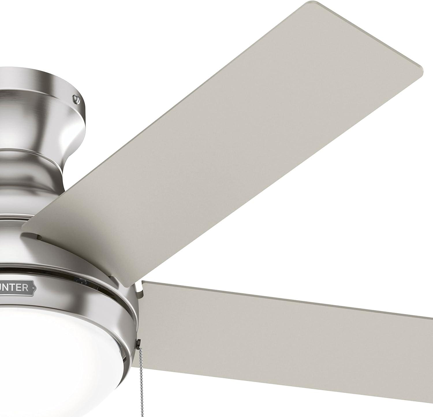44" Aren 5 - Blade Flush Mount Ceiling Fan with Pull Chain and Light Kit Included