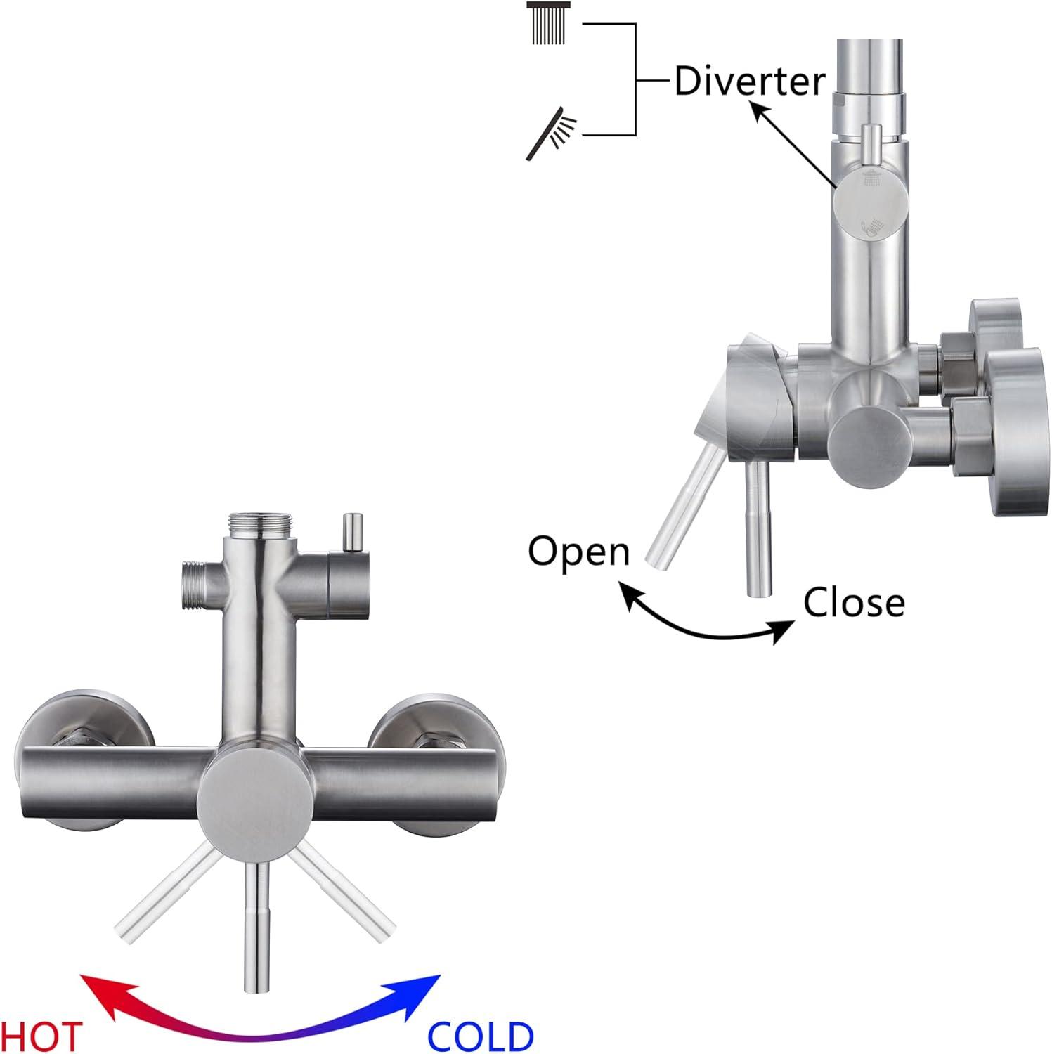 Outdoor Shower Fixture SUS304 Shower Faucet Combo Set Stainless Steel 8 Rainfall Shower Head
