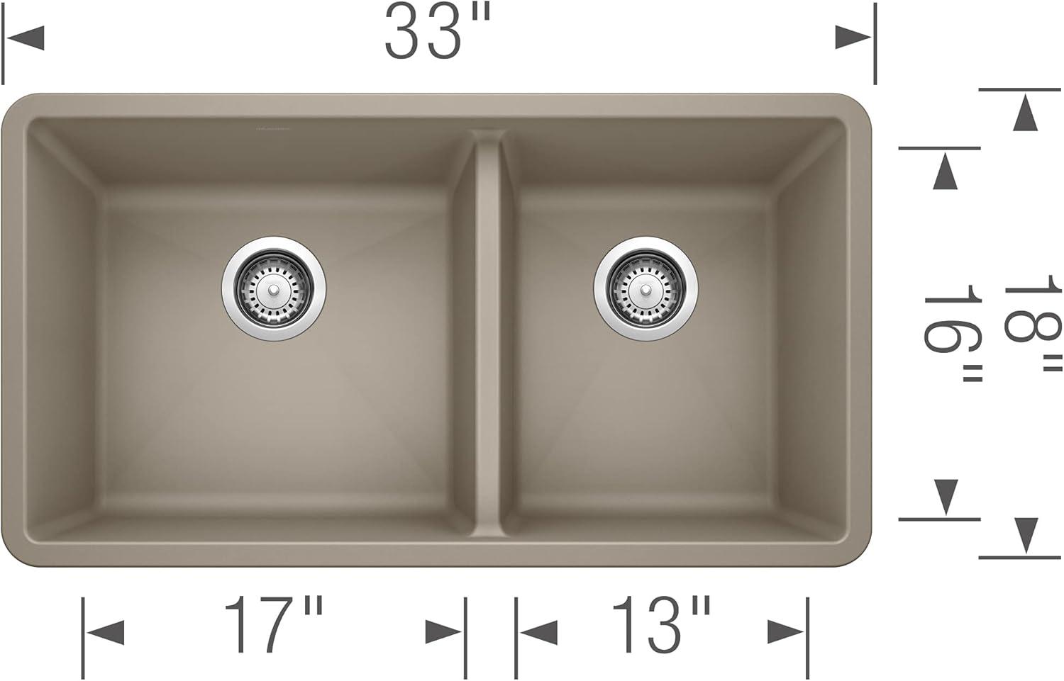 Precis SILGRANIT 33" L X 18" W Double Bowl Undermount Kitchen Sink