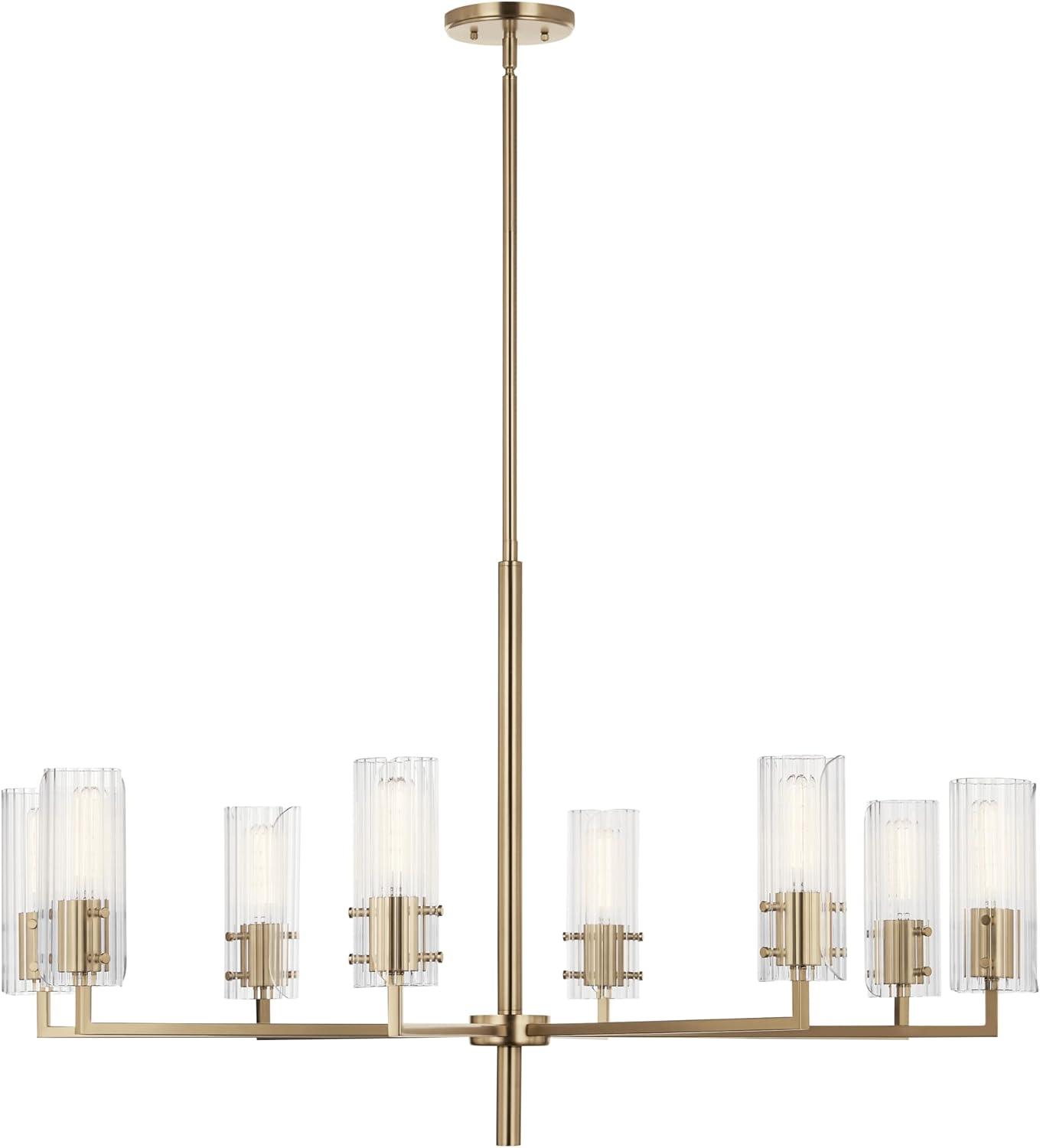 Champagne Bronze 8-Light Chandelier with Clear Fluted Glass Shades