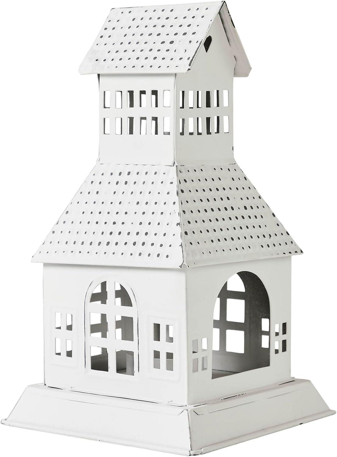 VHC Brands Festive Finds Tealight Holder Metal Village House A 9.5x5.5x5.5