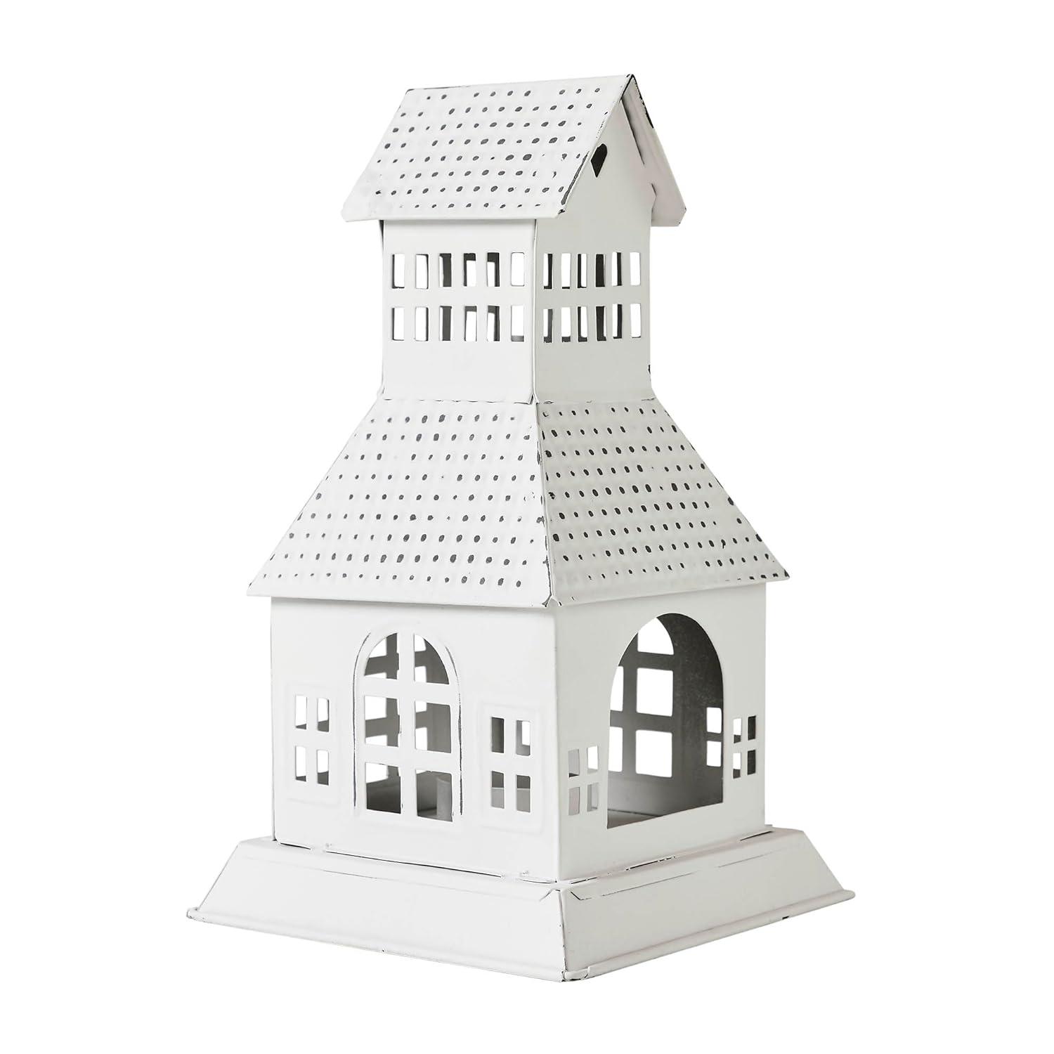 VHC Brands Festive Finds Tealight Holder Metal Village House A 9.5x5.5x5.5