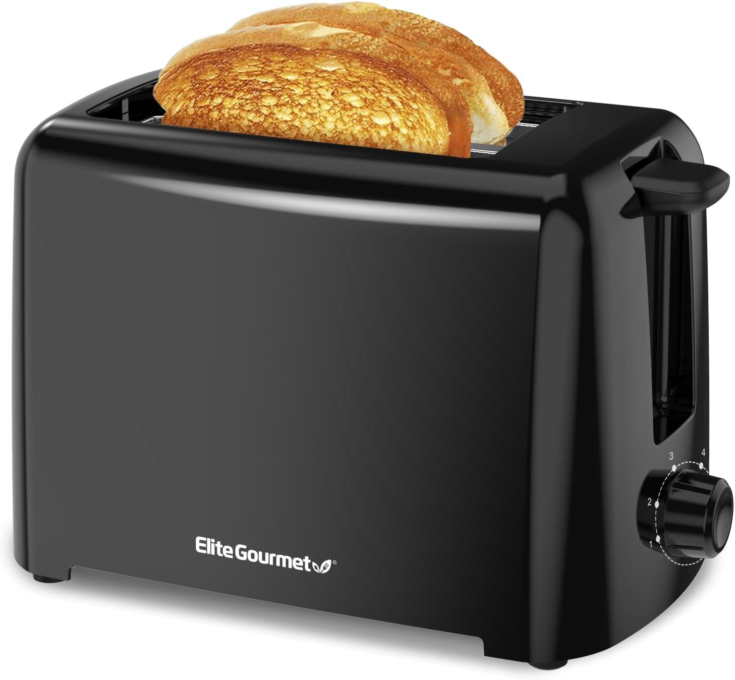 Elite Gourmet ECT1027B Cool Touch Toaster,6 Temperature Settings, 2 Slices,Black