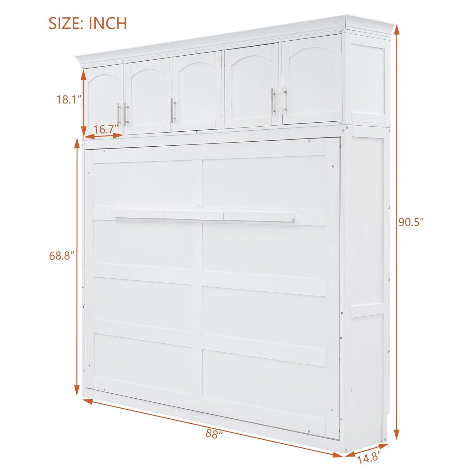 Harper & Bright Designs Queen Size Murphy Bed Wall Bed with Storage Cabinets, Space-Saving for Multipurpose Guest Room Bedroom or Home Office, White