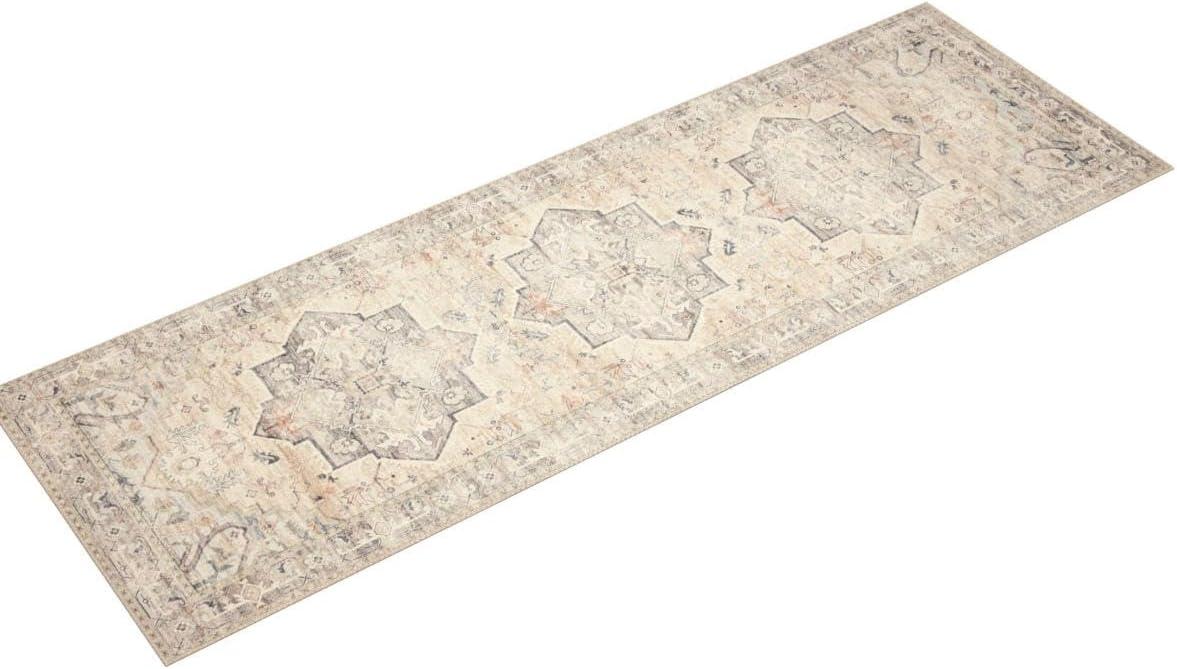 2'x5' Hathaway Rug Ivory - Loloi Rugs: Traditional Medallion Flat Pile Indoor Runner, Machine Made, Canvas Backing