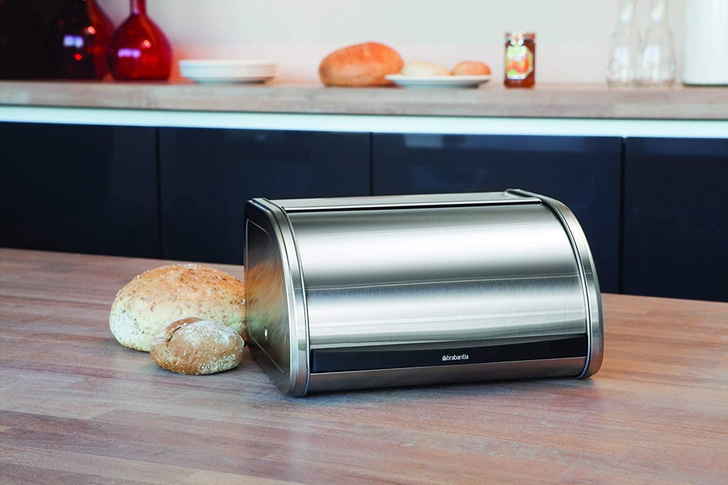 Brabantia Roll Top Bread Box, Medium, Matte Steel