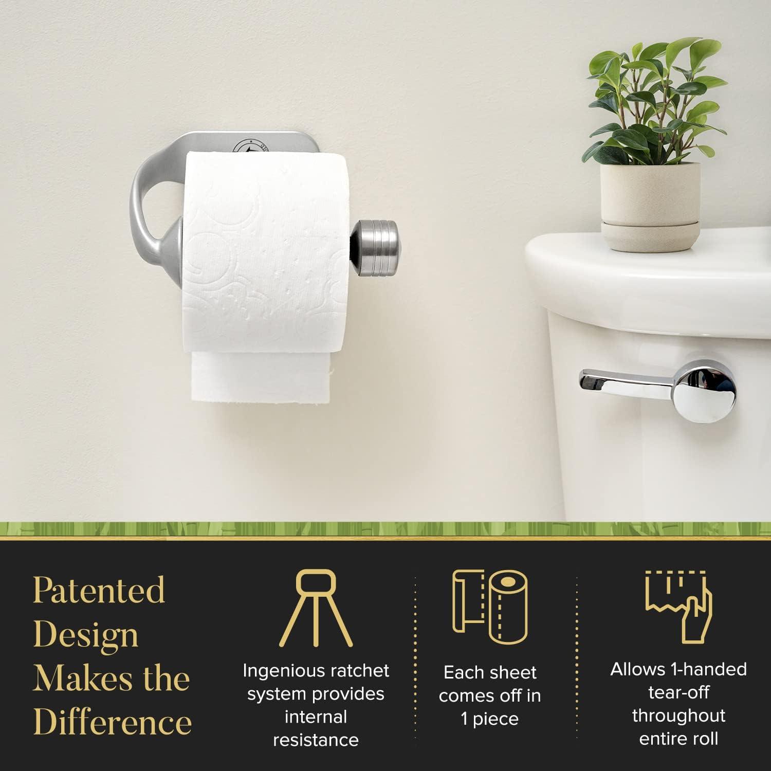 Bathroom Toilet Paper Holder Wall Mount Design - Stainless Steel Toilet Tissue Holder with Simple One Handed Operation - Easy to Install Horizontally or Vertically - Hardware Included – 5 Inches