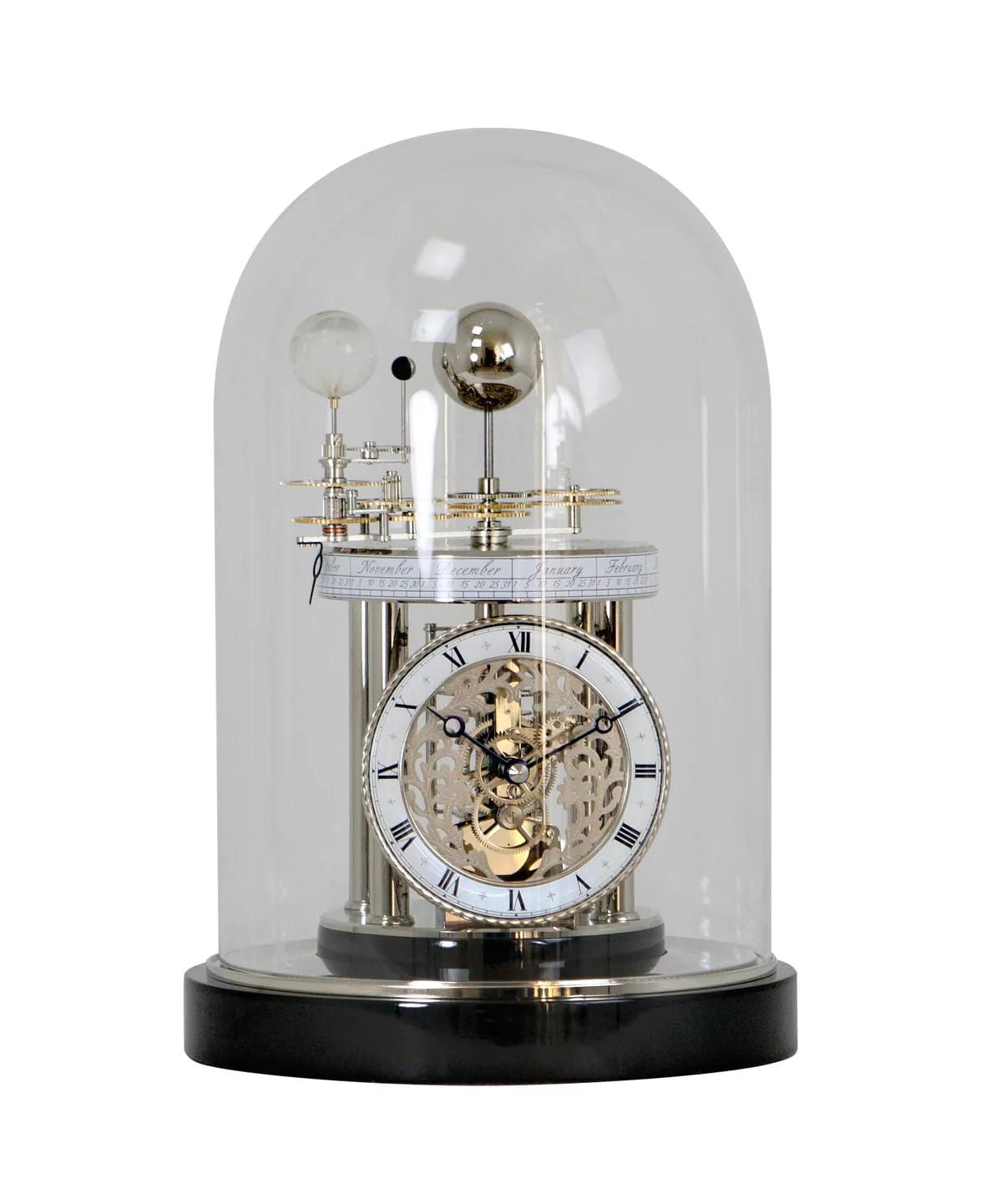 Hermle Black Forest Clocks Astrolabium Modern & Contemporary Roman Numeral Quartz Movement / Crystal Tabletop Clock in Polished Nickel