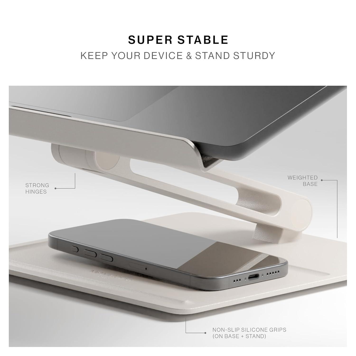 Black Adjustable Ergonomic Metal Laptop Stand with Fabric Surface
