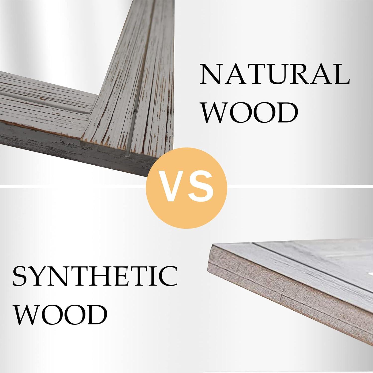 Arikago 12 x 16 in Wall Decorative Mirror, Rustic Wood Frame Rectangular Mirror with Hanging Rope for Entryway, Bedroom, Guest Bathroom, Living Room, Bedroom - Grey