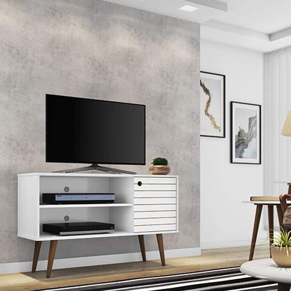 Liberty Mid Century Modern 2 Shelves and 1 Door TV Stand for TVs up to 46" White - Manhattan Comfort