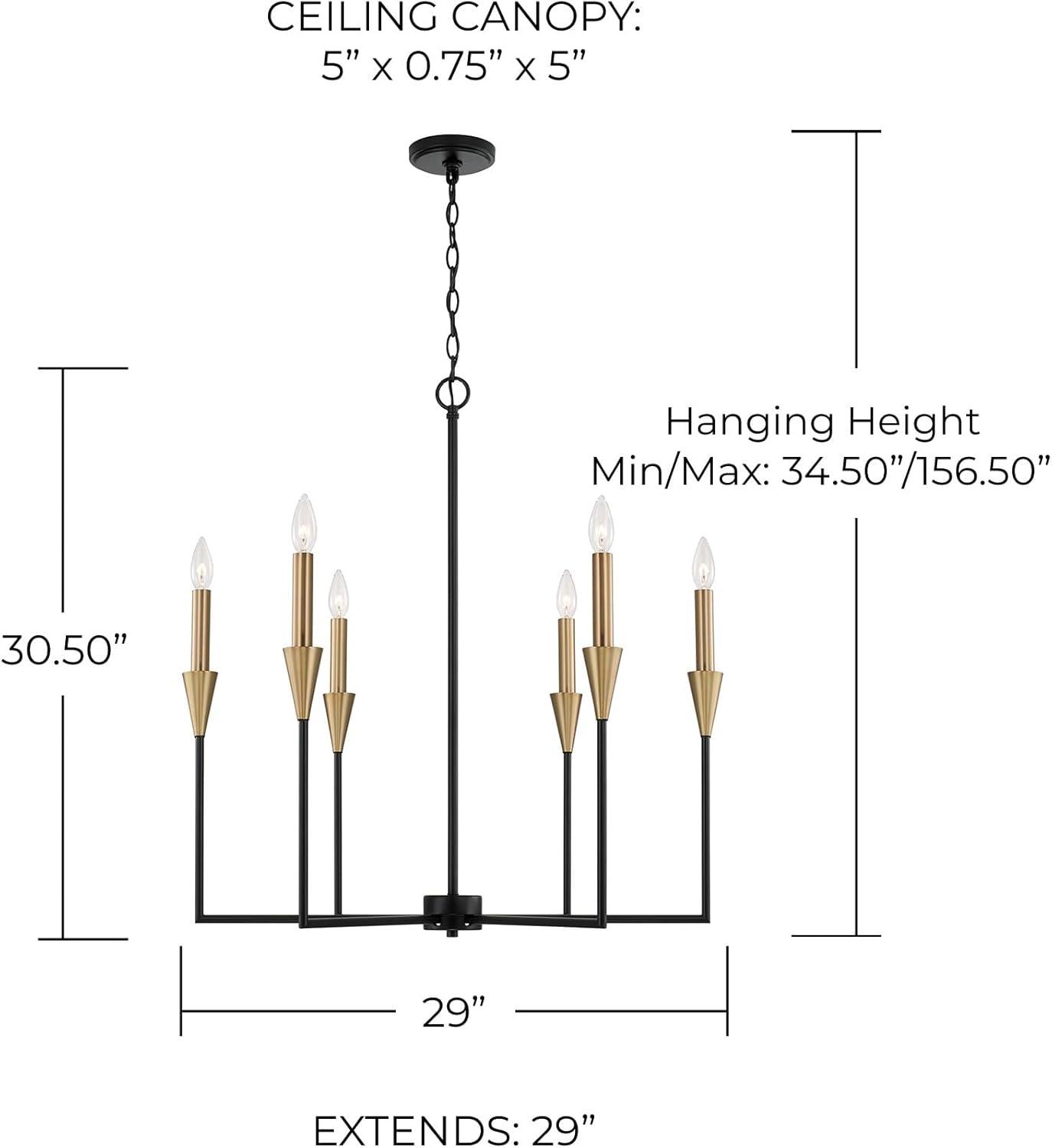 Avant Aged Brass and Black 6-Light Candle Chandelier