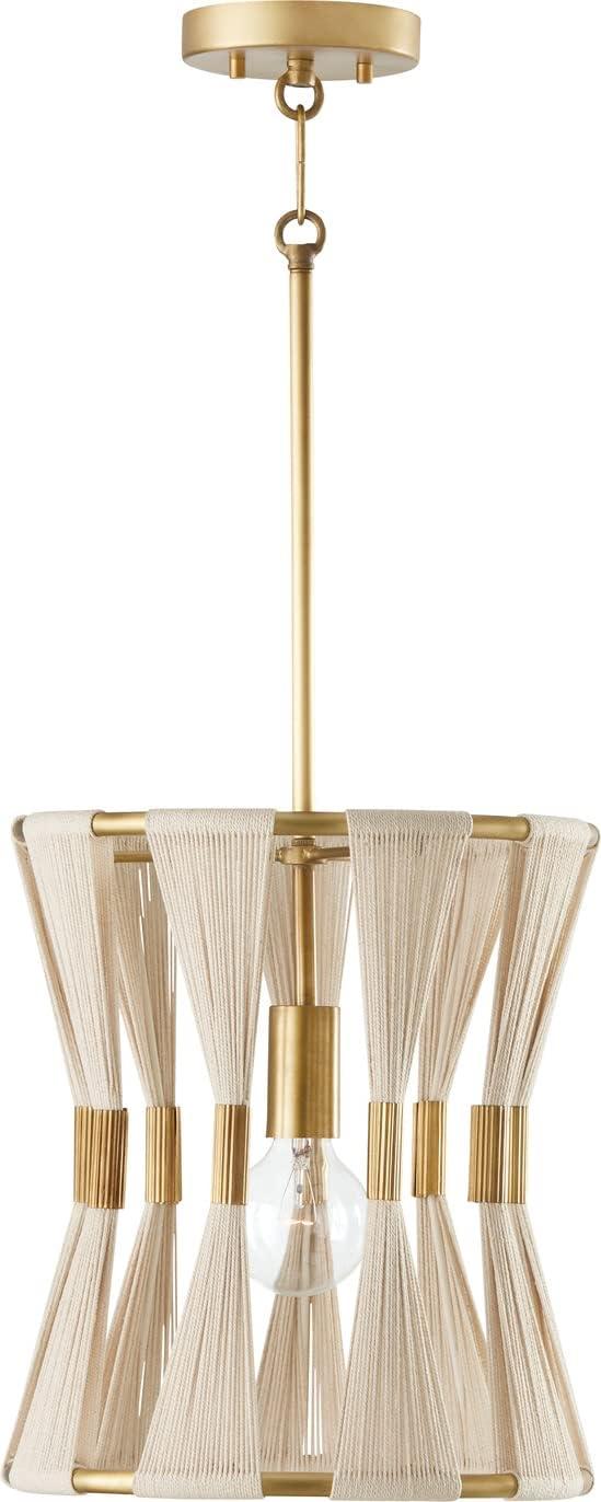 Bianca Bleached Natural Rope and Patinaed Brass 1-Light Pendant