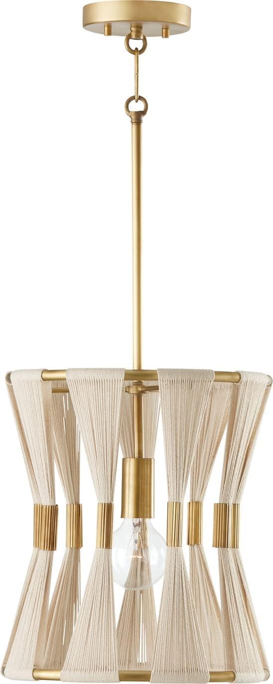 1 Light Pendant-Bleached Natural Rope/Patinaed Brass Finish Capital Lighting 341111Np